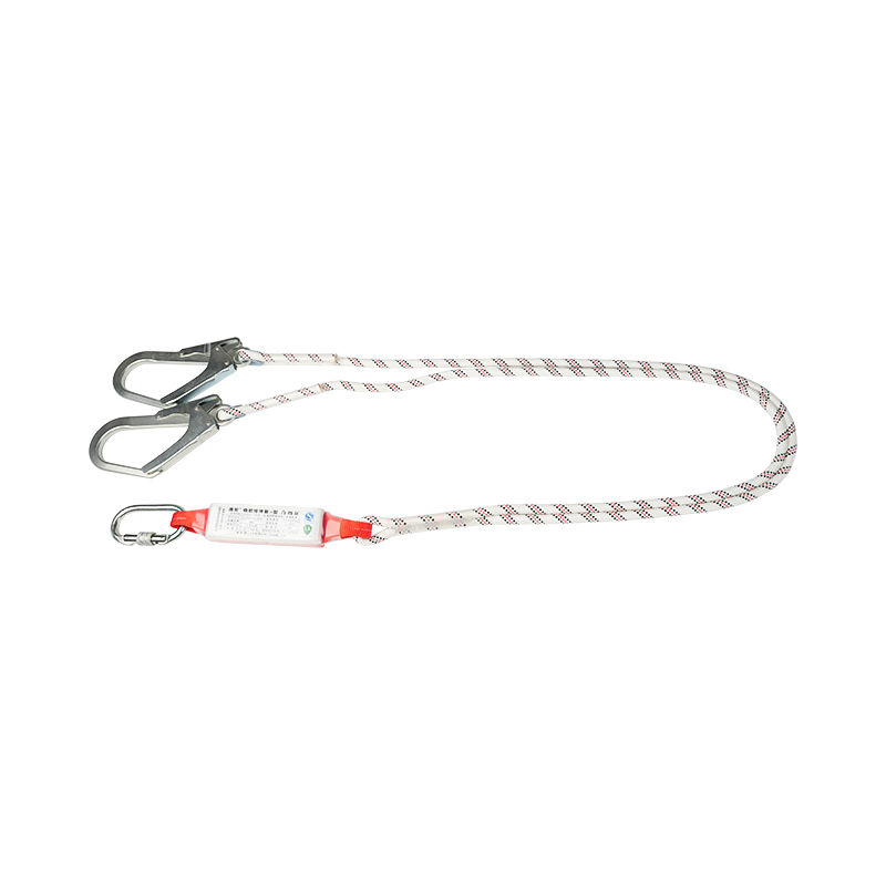 KA-L04 Stoßdämpfer-Zwillingsseil-Lanyard mit 2 Gerüsthaken und 1 Karabiner, Absturzsicherung