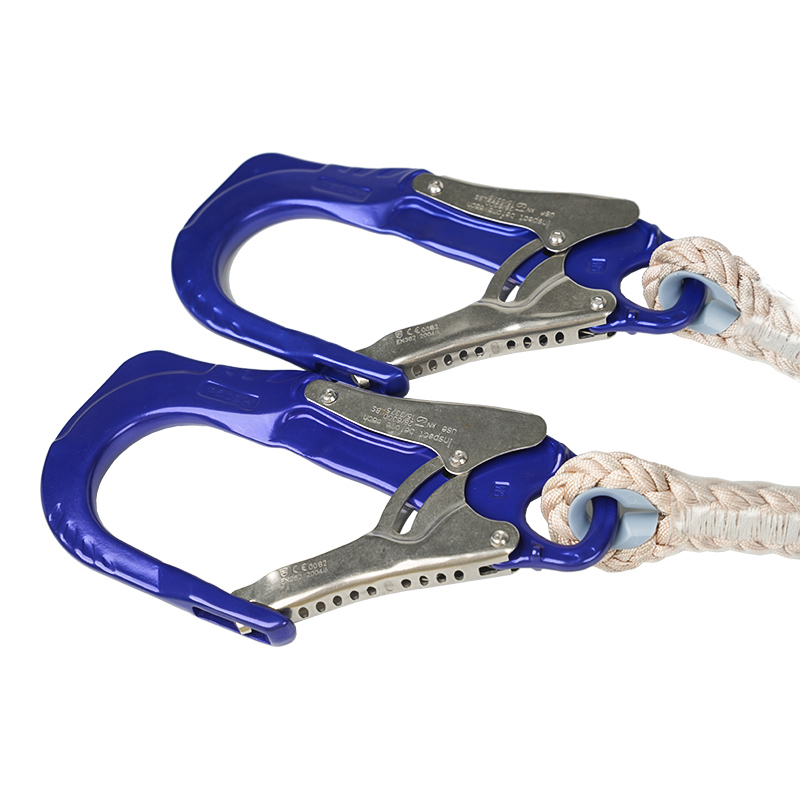 KA-L17 Absturzsicherung E-Sicherheits-Lanyard mit Nylonseil, 2 Haken aus Aluminiumlegierung und 1 Karabiner aus Aluminiumlegierung