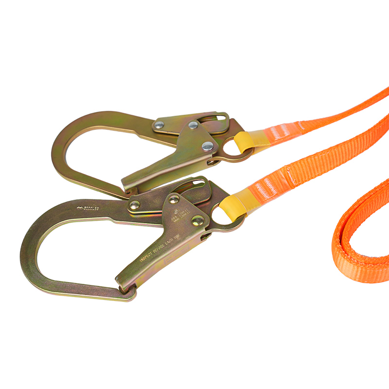 L19 Absturzsicherungs-Doppelsicherungsleine mit dickem Gurtband und ANSI-Haken